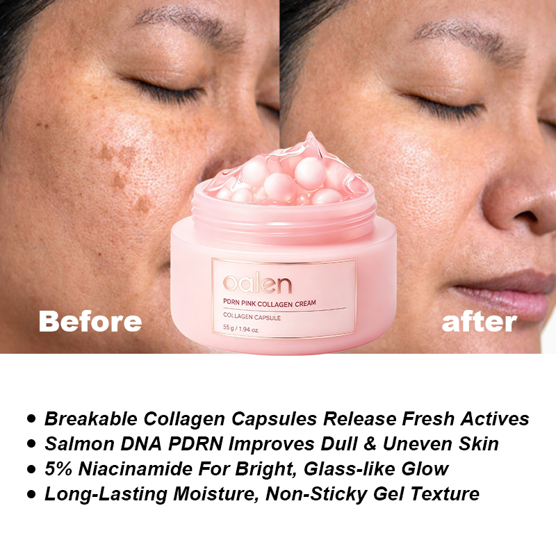 Luxfume Private Label pink Collagen Capsule Face Cream with PDRN Extract Repair Dull Dry Skin Firm Smoothing Facial Cream,oalen cosmetics