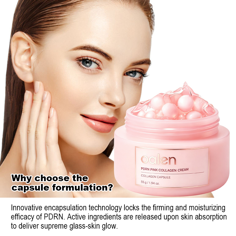 Luxfume Private Label pink Collagen Capsule Face Cream with PDRN Extract Repair Dull Dry Skin Firm Smoothing Facial Cream,oalen cosmetics
