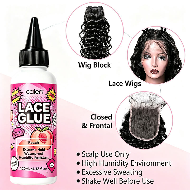 OALEN OEM Custom Waterproof Strong & Clear Hold White 120ml Juicy Peach Scented Lace Wig Glue Invisible Bond Fast Drying,oalen cosmetics