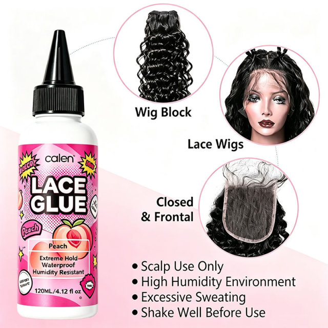 OALEN OEM Custom Waterproof Strong & Clear Hold White 120ml Juicy Peach Scented Lace Wig Glue Invisible Bond Fast Drying,oalen cosmetics