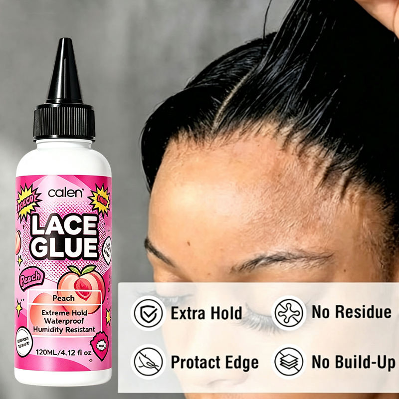 OALEN OEM Custom Waterproof Strong & Clear Hold White 120ml Juicy Peach Scented Lace Wig Glue Invisible Bond Fast Drying,oalen cosmetics