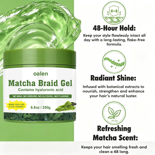 Oalen Private Label Matcha Scented Braid Gel extra Hold High Shine for Twists Locs Braids Finisher Smooth Frizz Locks,MY SHOP