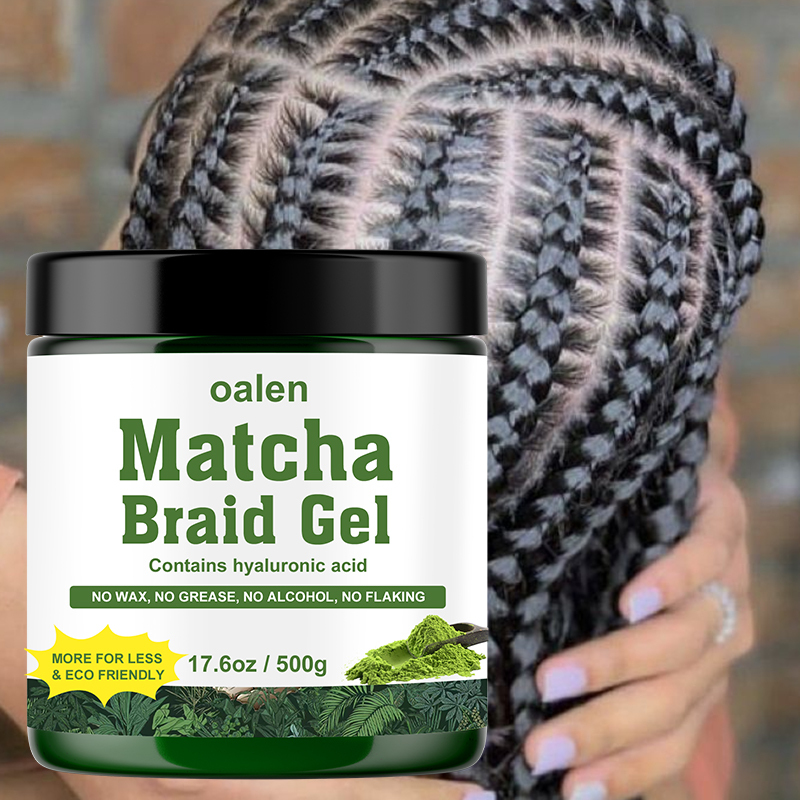 Luxfume Private Label 500g Matcha Scented Braid Gel Large Capacity Max Hold Non Greasy Shine for Ponytails Weaves Braids,oalen cosmetics