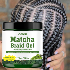 Luxfume Private Label 500g Matcha Scented Braid Gel Large Capacity Max Hold Non Greasy Shine for Ponytails Weaves Braids,oalen cosmetics