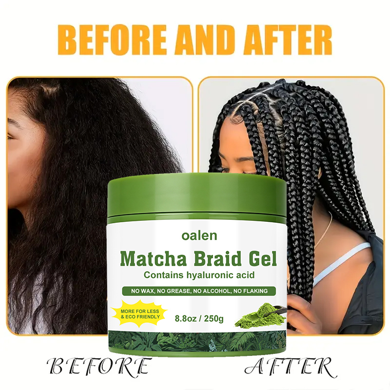 Oalen Private Label Matcha Scented Braid Gel extra Hold High Shine for Twists Locs Braids Finisher Smooth Frizz Locks,MY SHOP