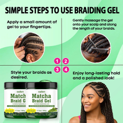 Luxfume Private Label 500g Matcha Scented Braid Gel Large Capacity Max Hold Non Greasy Shine for Ponytails Weaves Braids,oalen cosmetics
