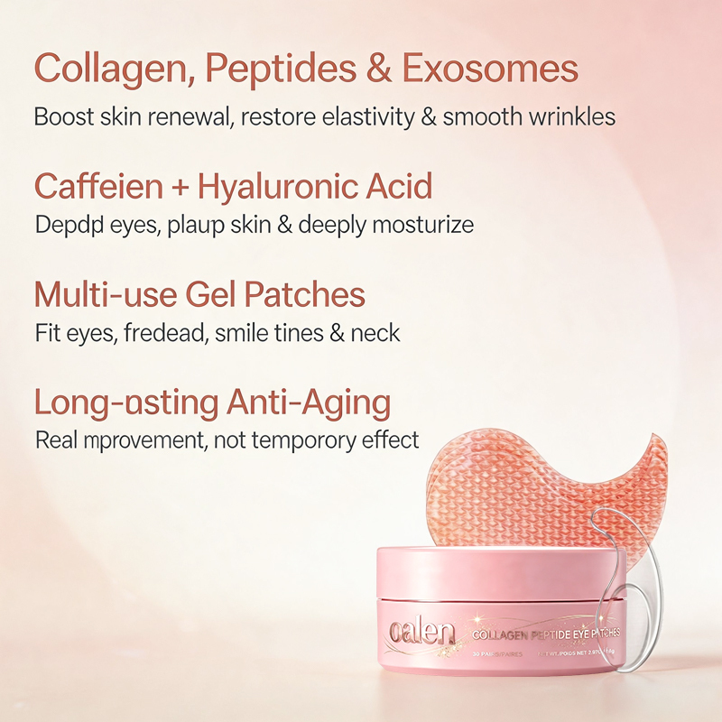 Oalen Private Label PDRN Salmon Retinal Under Eye Patches Anti Wrinkle Eye Gel Patches for Dark Circles Puffy Eyes Smile Lines,oalen cosmetics