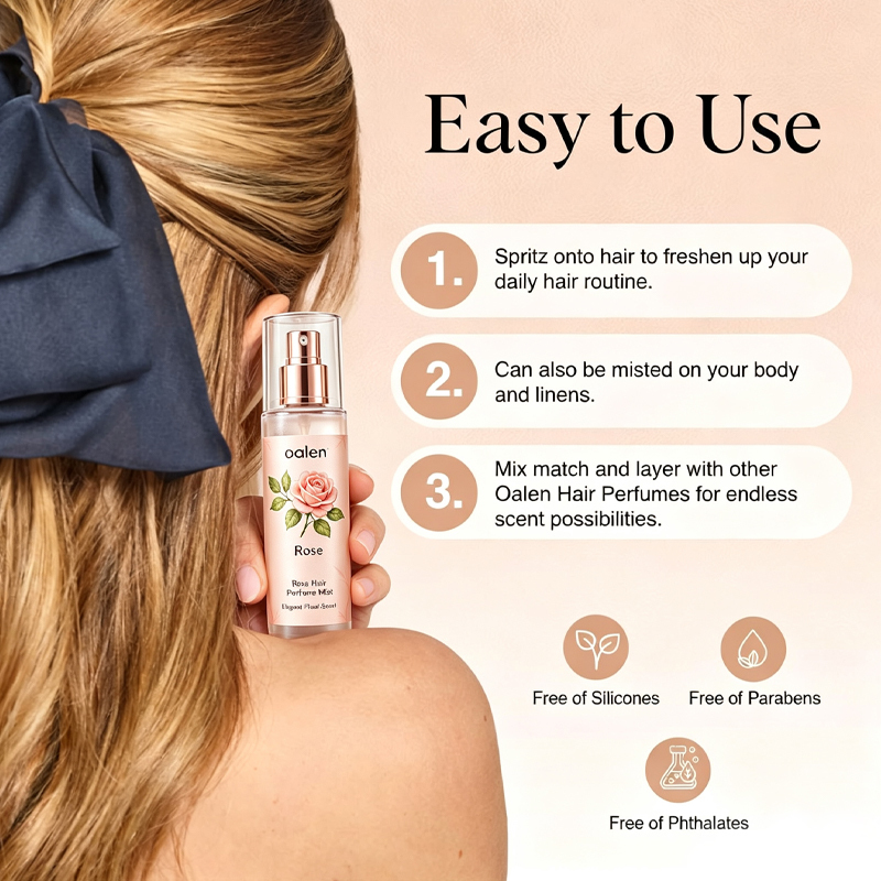 Oalen Private Label Hair Perfume Mist Set Coconut Citrus Vanilla Scented Hair Fragrance Spray for Shiny Fresh Long Lasting Aroma,oalen cosmetics