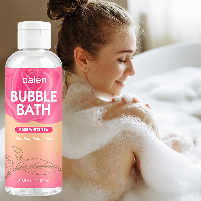 Luxfume Private Label Rose White Tea Bubble Bath Dense Foam Soothing Aroma Home Bathing Product,oalen cosmetics