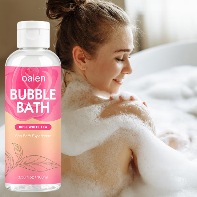 Luxfume Private Label Rose White Tea Bubble Bath Dense Foam Soothing Aroma Home Bathing Product,oalen cosmetics