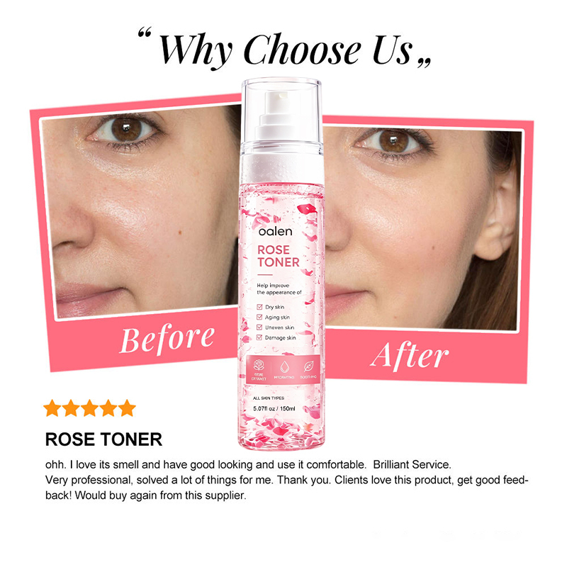 Luxfume Private Label Rose Petal Toner Spray Deep Hydrating Soothe Dry Skin Improve Uneven Dull Damaged Facial Texture,oalen cosmetics