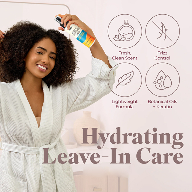 Luxfume Private Label Leave in Conditioner Spray Anti Frizz Moisturising Detangling Hair Spray for All Hair Types,oalen cosmetics