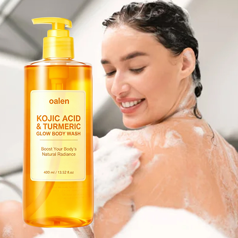 Oalen Private Label Kojic Acid Turmeric Brightening Body Wash Shower Gel Deep Cleansing Hydrating for Uneven Skin,oalen cosmetics