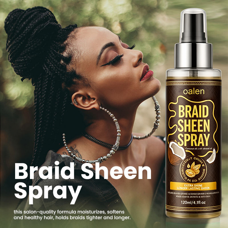 Oalen Private Label 4 in 1 Braid Styling Kit Strong Hold Edge Control Nourishing Chebe Hair Powder Shine Spray for Braids,oalen cosmetics