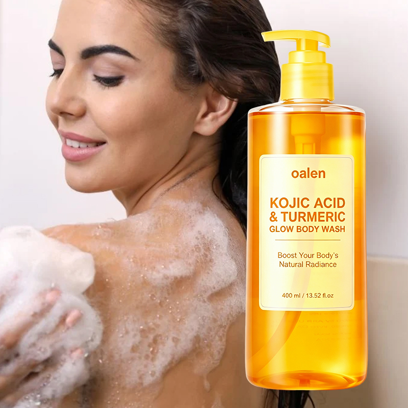 Oalen Private Label Turmeric Kojic Acid Body Wash Gentle Shower Gel Infused With Niacinamide Vitamin C Improve Uneven Skin Tone,oalen cosmetics
