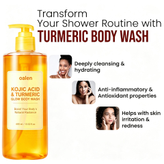 Oalen Private Label Turmeric Kojic Acid Body Wash Gentle Shower Gel Infused With Niacinamide Vitamin C Improve Uneven Skin Tone,oalen cosmetics