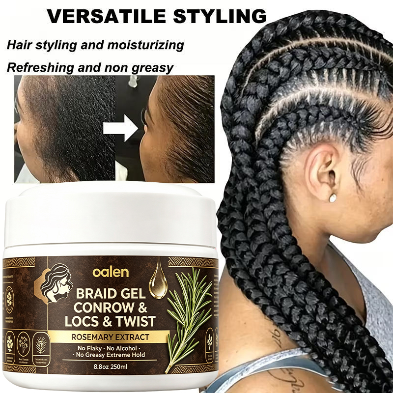 Oalen Private Label 4 in 1 Braid Styling Kit Strong Hold Edge Control Nourishing Chebe Hair Powder Shine Spray for Braids,oalen cosmetics