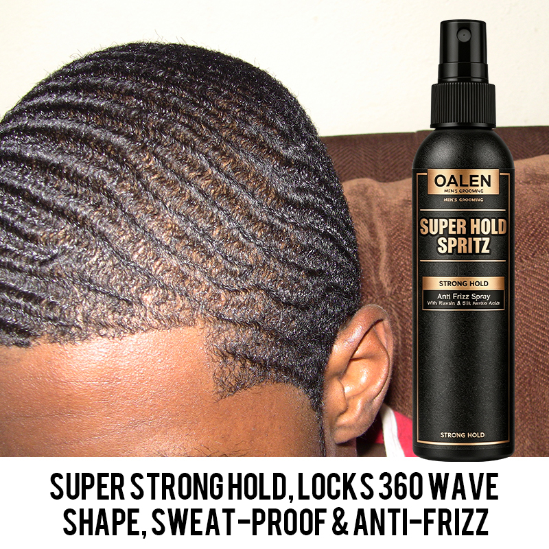 Oalen Private Label Black Men's Hair Styling Kit for 360 Waves Wave Pomade Styling Powder Strong Hold Spray and Edge Control Gel,MY SHOP