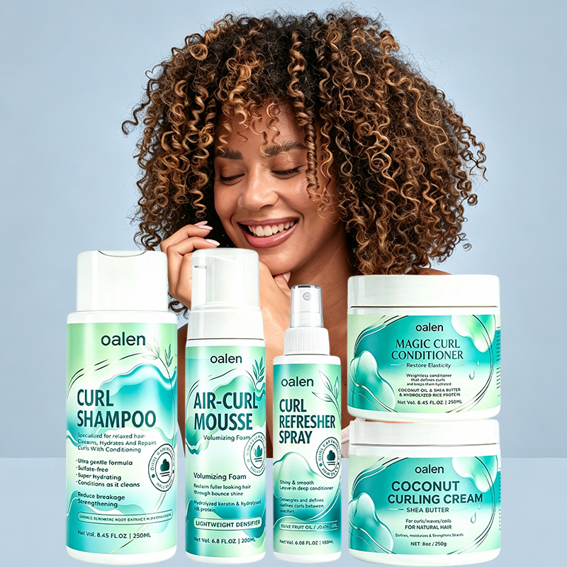 Luxfume Private Label Natural Wave Hair Styling Set Nourishing Anti-Frizz Curly Hair Shampoo and Styling Cream Kit for Curl,oalen cosmetics