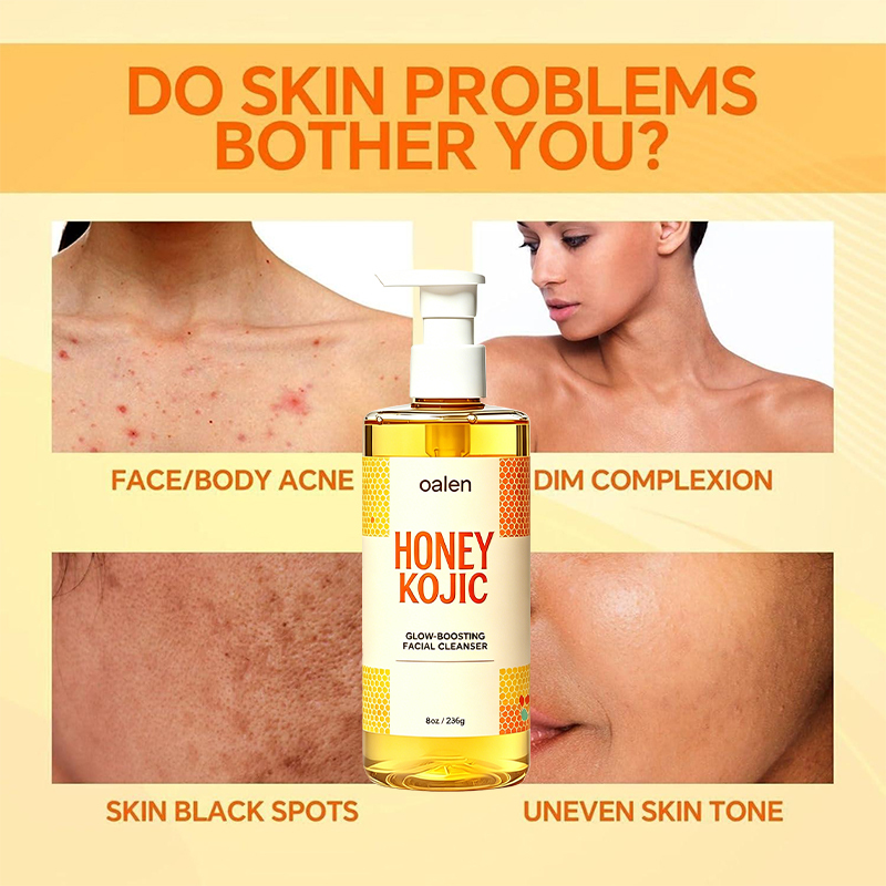 Oalen Private Label Honey Kojic Glow Boosting Facial Cleanser Remove Blackheads clear Blemishes Brighten Dull Skin Face Wash,MY SHOP