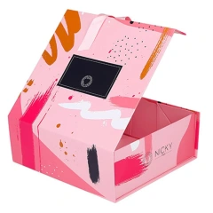 Luxury Colorful Paper Folding Gift Box Candy Folded Boxes Pink Color Folding Box With Ribbon