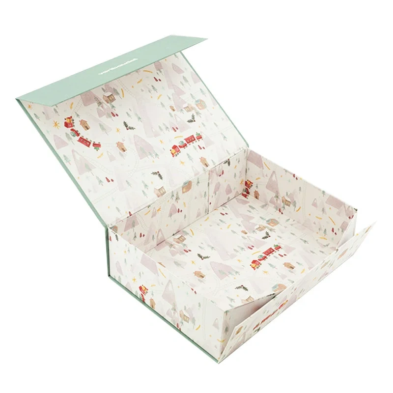Customize Color Logo Shopping Gift Box Collapsible Cardboard Handle Folding Box For Small Business
