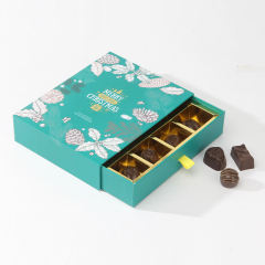 Luxury Private Label Pull Out Box Chocolate Drawer Box Blue Color Packaging Chocolate Gift Boxes