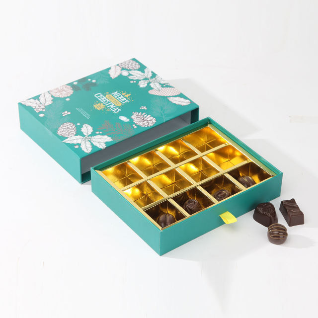 Luxury Private Label Pull Out Box Chocolate Drawer Box Blue Color Packaging Chocolate Gift Boxes