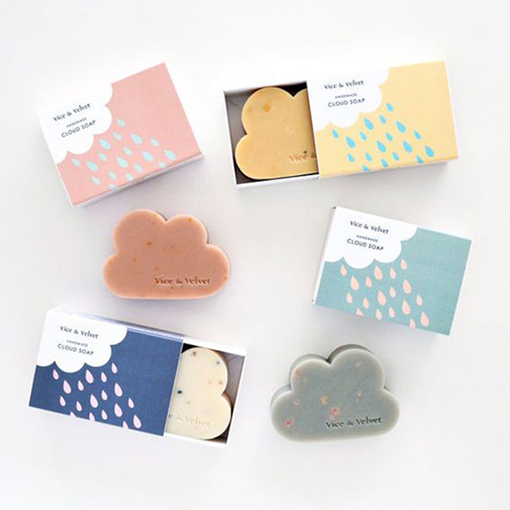 Custom Color Packaging Slide Out Box Childlike Pattern Drawer Box Cartoon Cloud Soap Pull Out Box