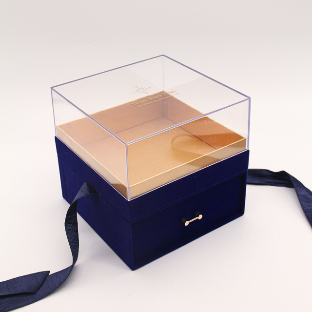 Customizable Clear Plastic Gift Box Recyclable Jewelry Box Drawer Box With Exquisite Ribbon