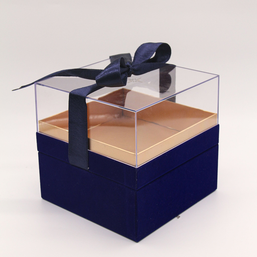 Customizable Clear Plastic Gift Box Recyclable Jewelry Box Drawer Box With Exquisite Ribbon
