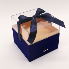 Customizable Clear Plastic Gift Box Recyclable Jewelry Box Drawer Box With Exquisite Ribbon