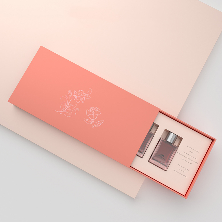 Paper Perfume Bottle Packaging Gift Riged Drawer Box Perfume Custom Logo Pink Perfume Cardboard