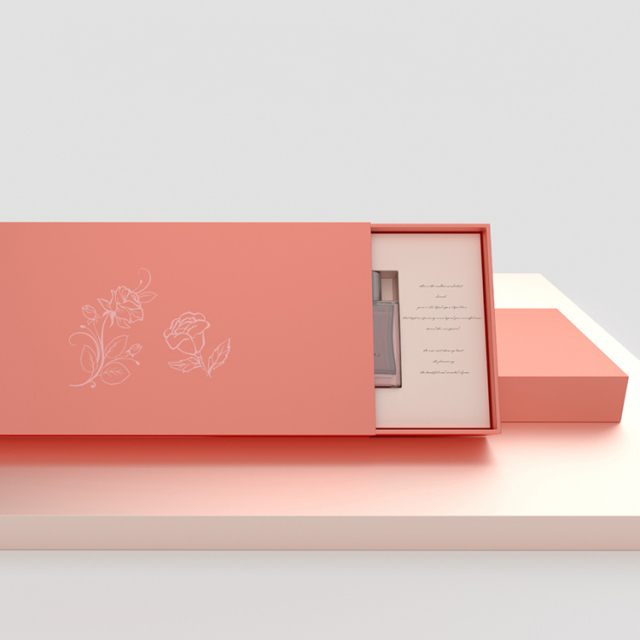 Paper Perfume Bottle Packaging Gift Riged Drawer Box Perfume Custom Logo Pink Perfume Cardboard