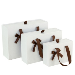 Custom Size Cardboard Paper Hard Rigid Box Packaging Luxury Drawer Box With Ribbon Handle