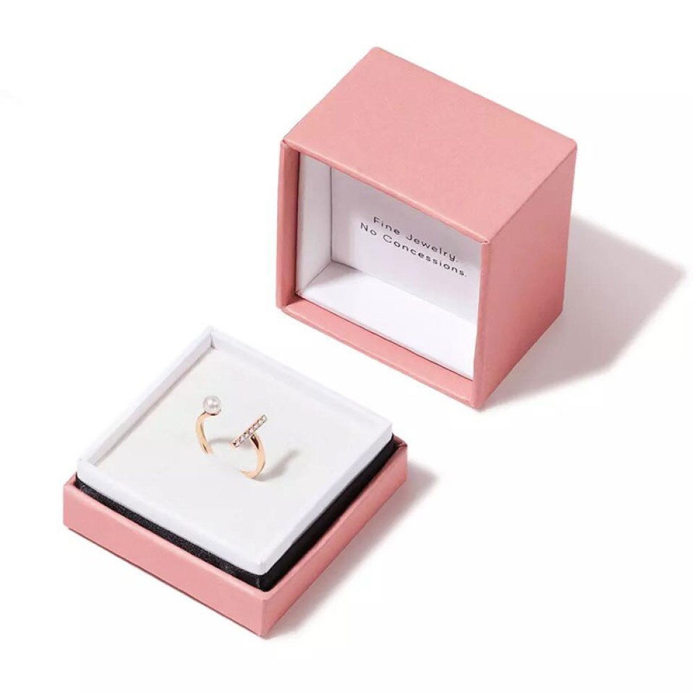 Luxury Gift Box Pink Color Jewelry Packaging Lip And Base Box Wedding Ring Telescope Box With Ribbon