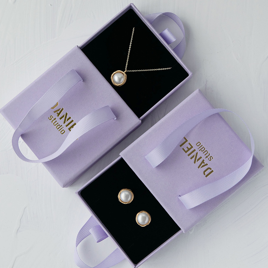 Wholesale Custom Wedding Earrings Necklace Bracelet Drawer Box Jewelry Sliding packaging Gift Box With Handle