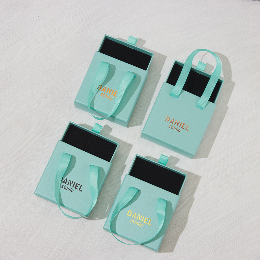 Wholesale Custom Wedding Earrings Necklace Bracelet Drawer Box Jewelry Sliding packaging Gift Box With Handle