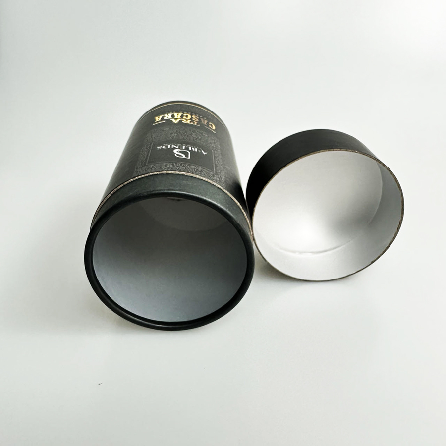 Customizable Design Round Tube Box Luxury Tea Round Tube Gift Packaging Box With Gold Foil