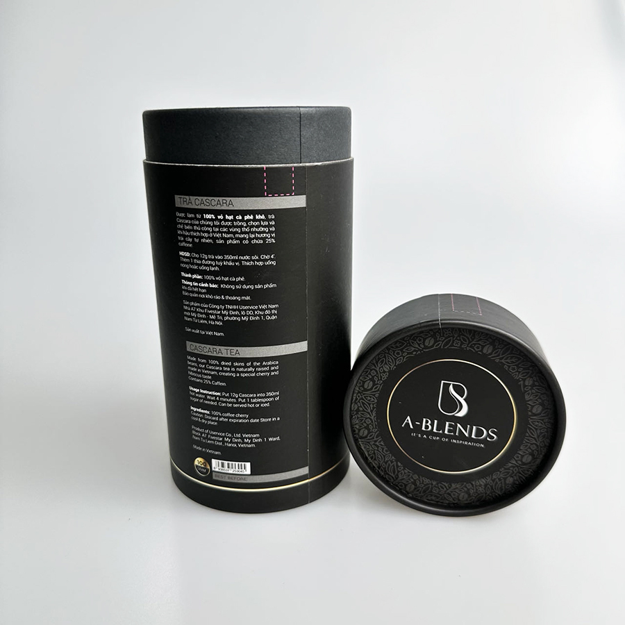 Customizable Design Round Tube Box Luxury Tea Round Tube Gift Packaging Box With Gold Foil