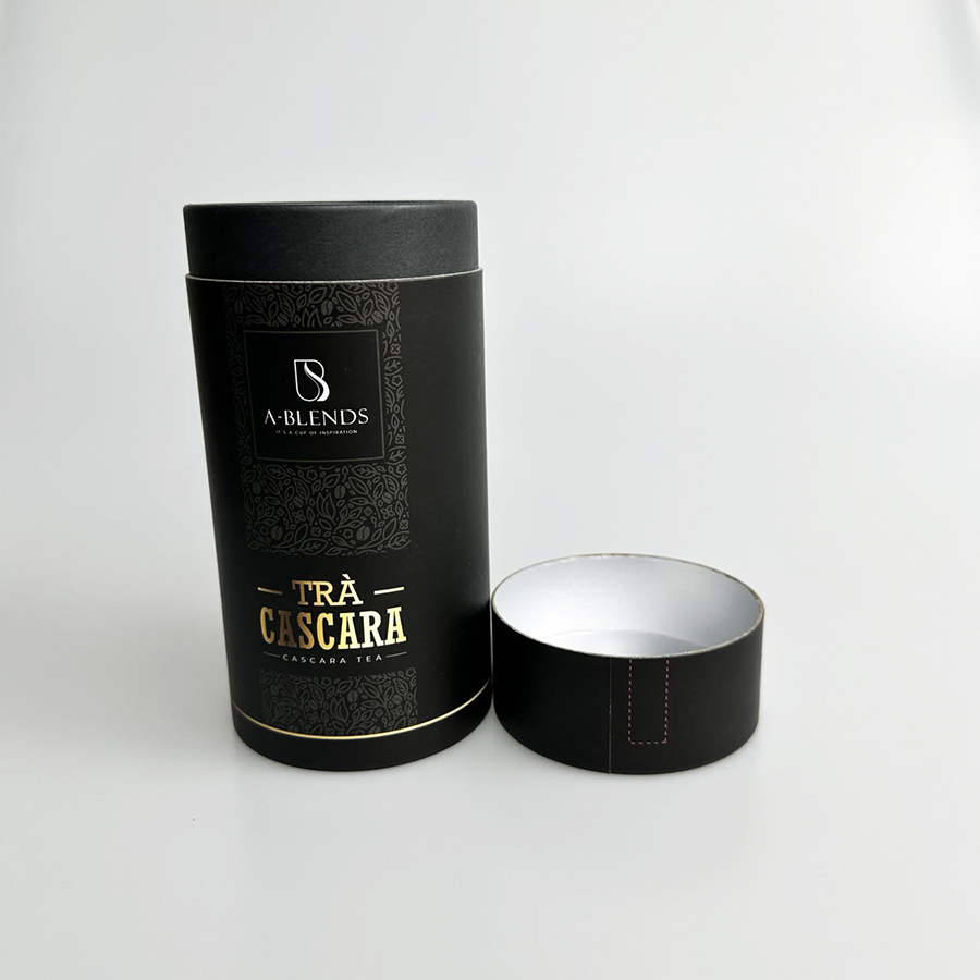 Customizable Design Round Tube Box Luxury Tea Round Tube Gift Packaging Box With Gold Foil