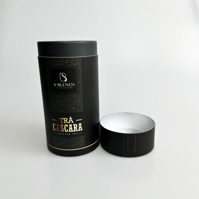 Customizable Design Round Tube Box Luxury Tea Round Tube Gift Packaging Box With Gold Foil