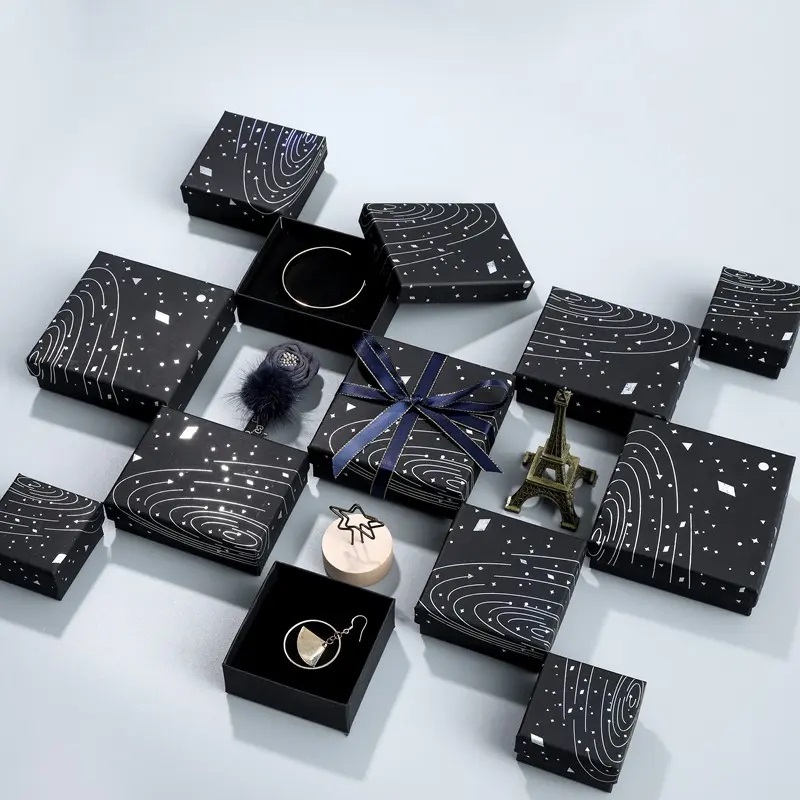 Eco Friendly Custom Size Gift Boxes Black Package Box Luxurious Jewelry Clothes Lip And Base Box