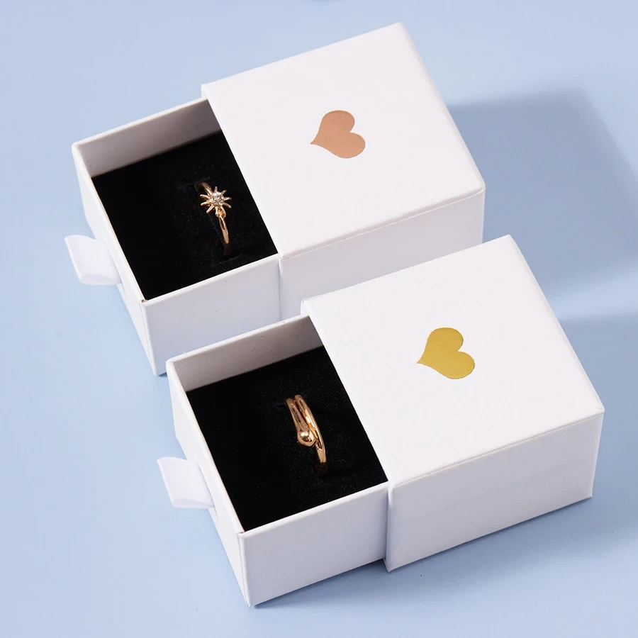 Custom Love Print Color Packaging Box Valentine's Day Gift Box Lovers Ring Jewelry Drawer Box