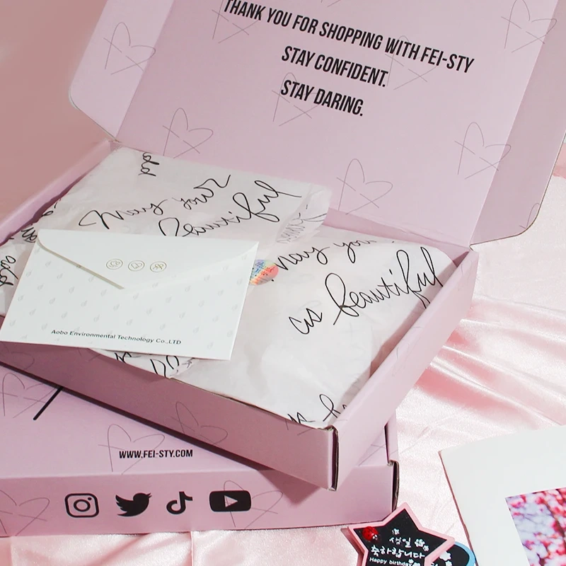 Custom Luxury Double-Sided CMYK Printed Corrugated Paper Box Matt Laminated for Makeup Recycled Materials