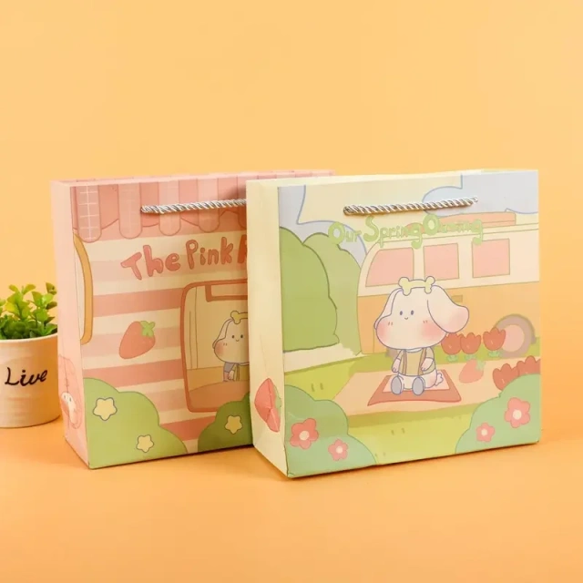 Customized wholesale cartoon cute rabbit printed children's stationery packaging bags