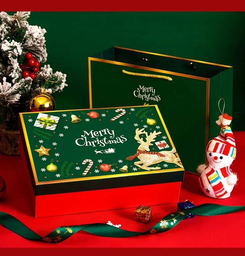 Green Packaging For The Environment Wholesale rigid custom color foil stamping logo printing Christmas eve gift packaging boxes