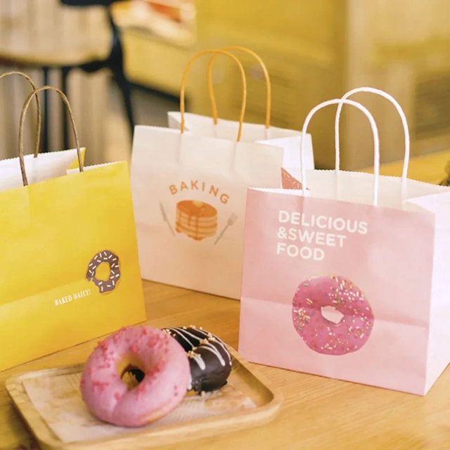 Kraft Paper Candy Cookie Bread Nuts Dessert Biscuits Snack Baking Pouch Flat Bottom biodegradable Takeout packaging paper Bags
