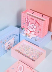Luxury customized eco friendly cute rabbit cardboard cosmetic clothing jewelry folding gift packaging for children