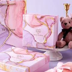 Luxury customized gold stamping cardboard birthday flower perfume cosmetic clothing jewelry lid and base gift packaging box
